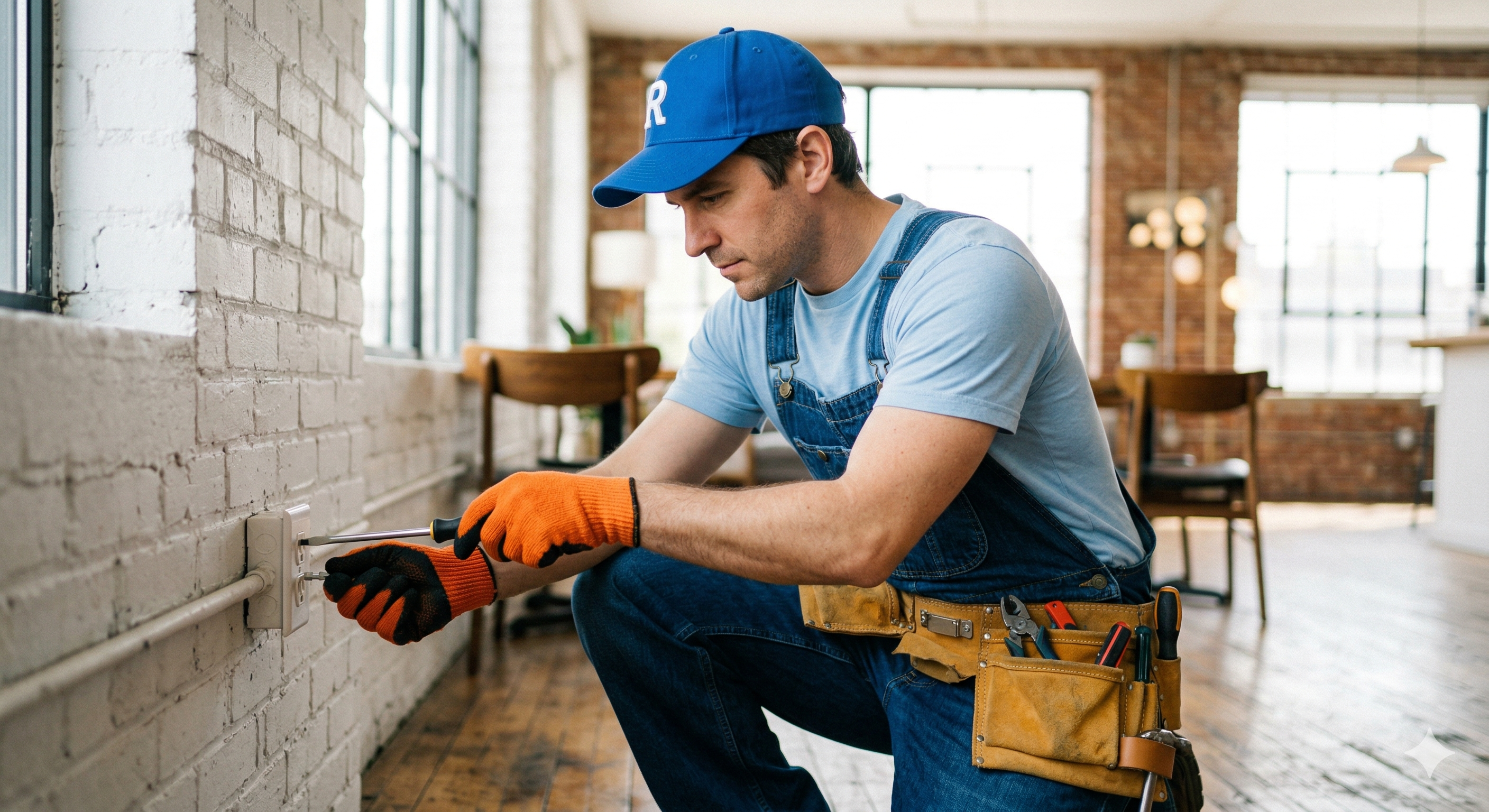 Security consultant installing a home security system
