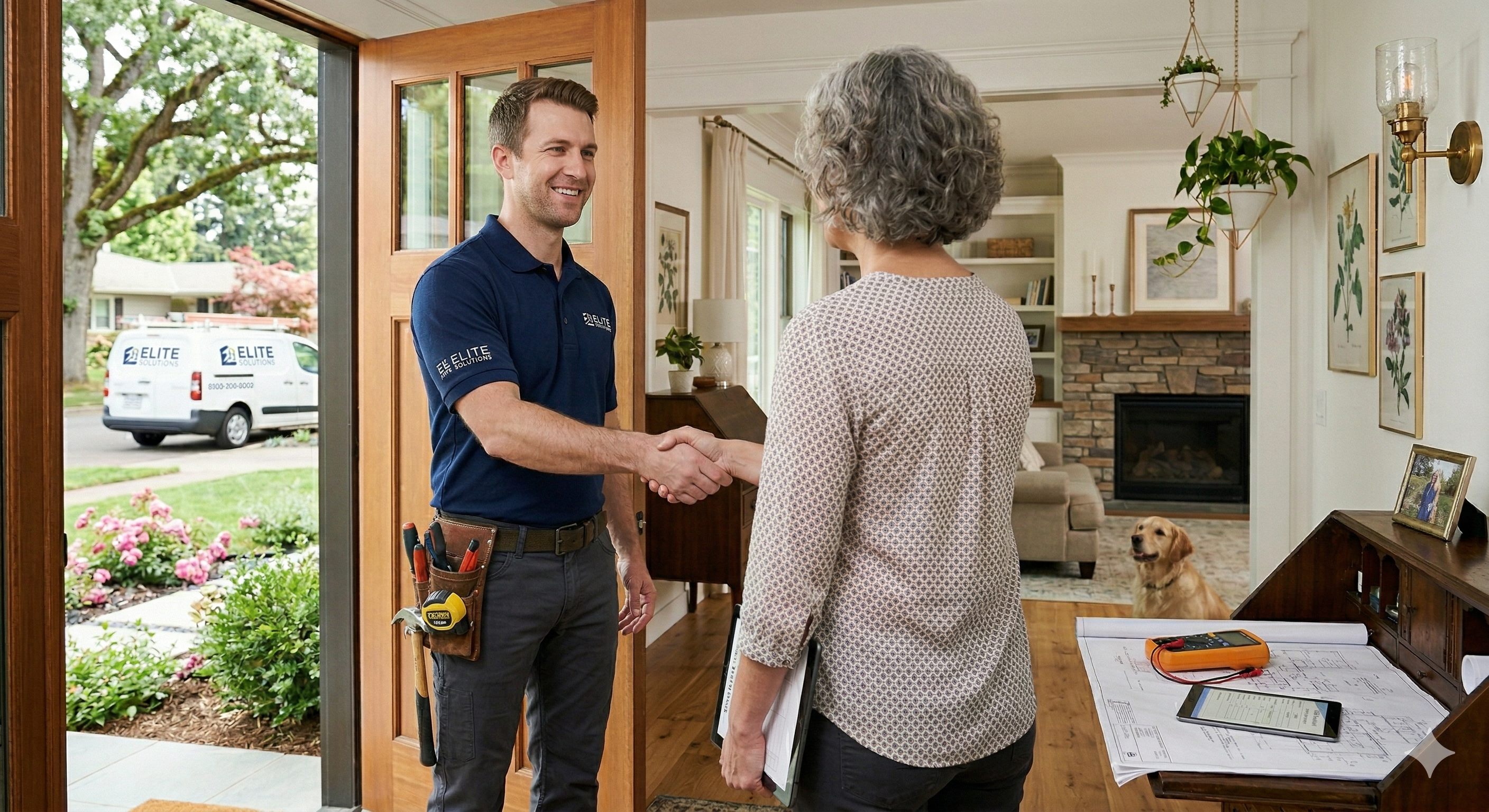 Home service technician using Practis