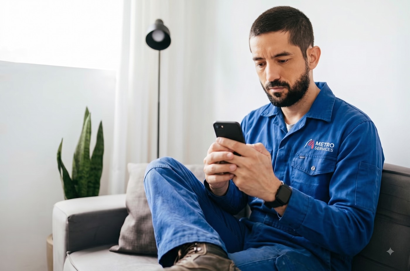 Field rep practising on his phone between calls